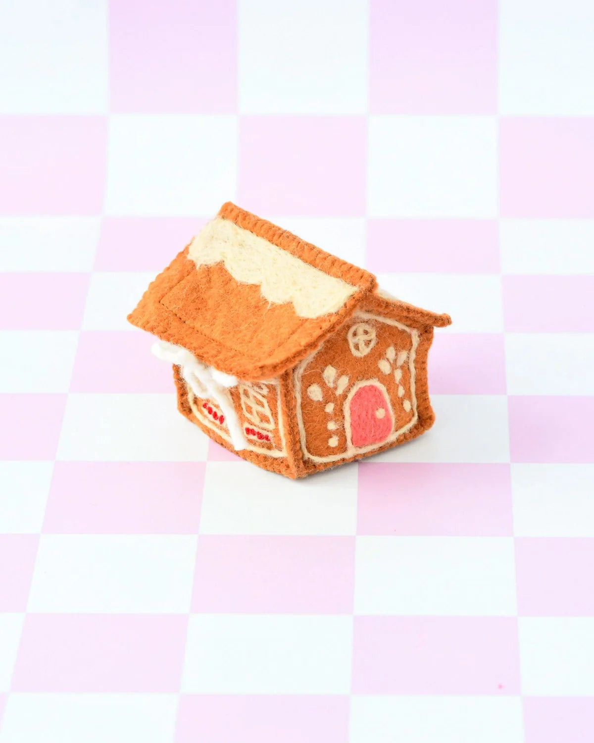 Felt Gingerbread House, Pink Door