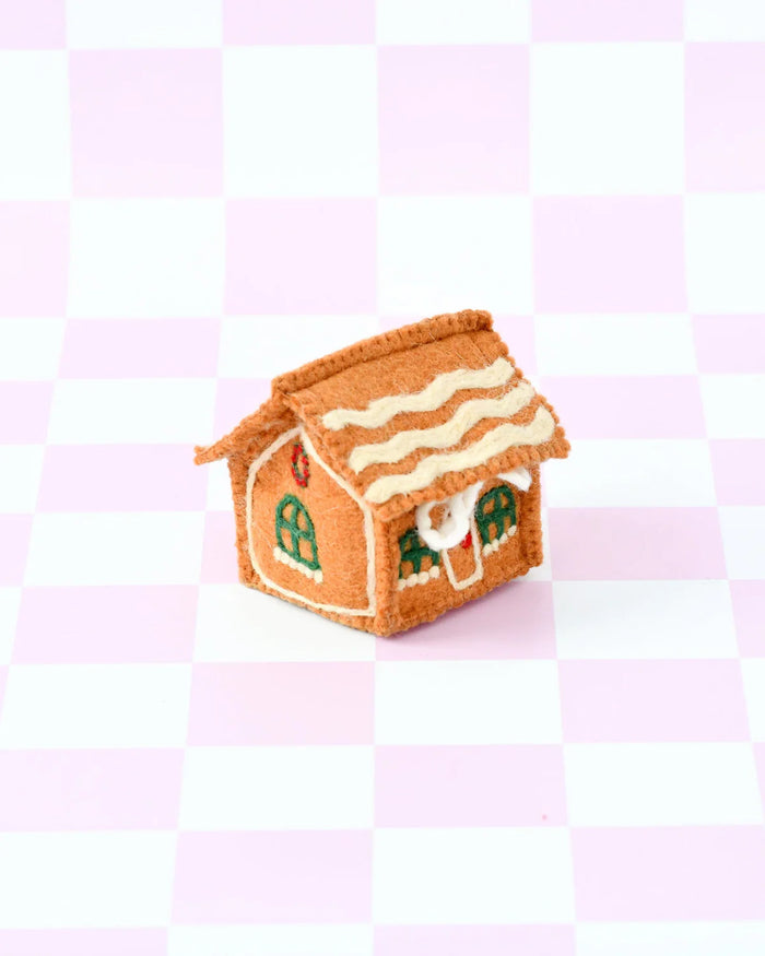 Sale Felt Gingerbread House, Green Windows
