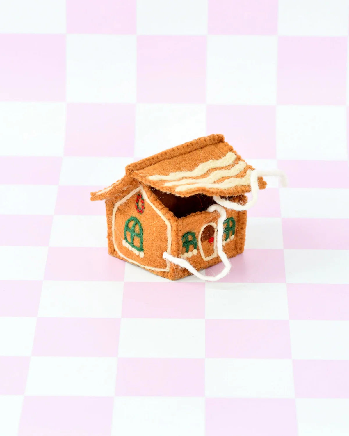 Felt Gingerbread House, Green Windows
