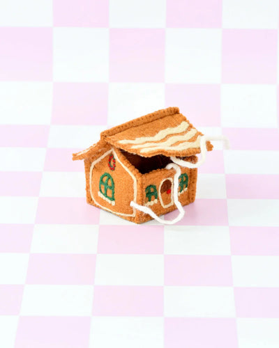 Felt Gingerbread House, Green Windows