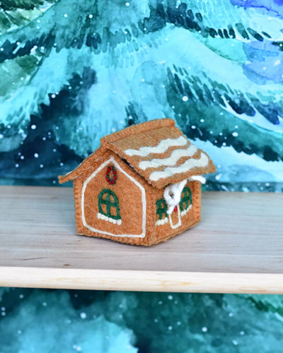 Felt Gingerbread House, Green Windows