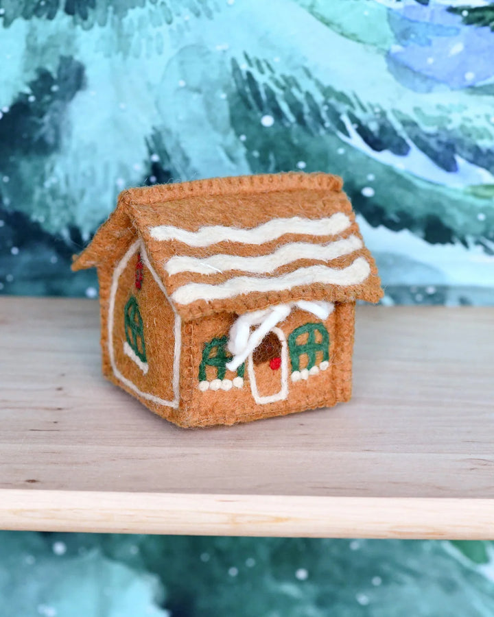 Sale Felt Gingerbread House, Green Windows