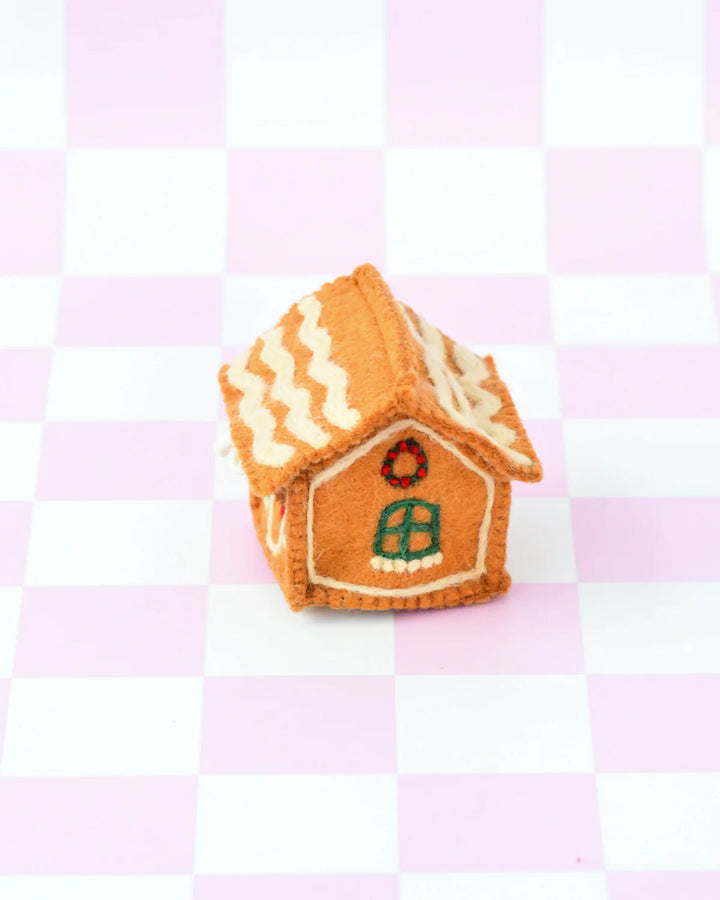 Sale Felt Gingerbread House, Green Windows