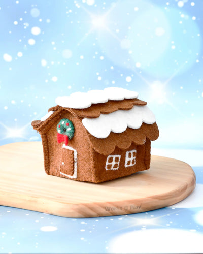 Pre-Order Felt Gingerbread House, Green Wreath