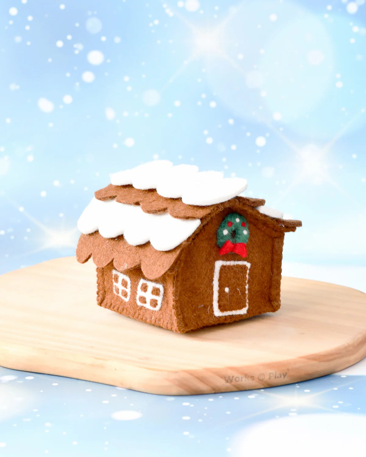 Pre-Order Felt Gingerbread House, Green Wreath