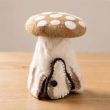 Brown felt mushroom hideaway house for small-world and fairy-village play · view 1