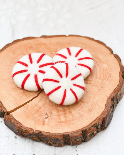 Pre-Order Felt Peppermint Candy Lollies (Red and White), Set of 3