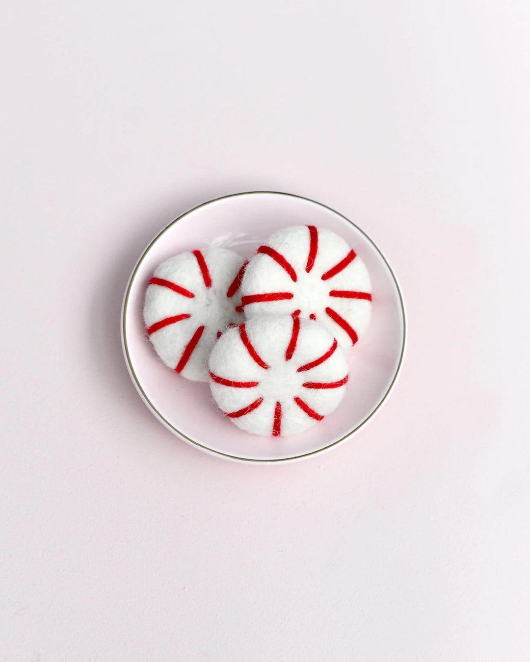 Sale Felt Peppermint Candy Lollies (Red and White), Set of 3