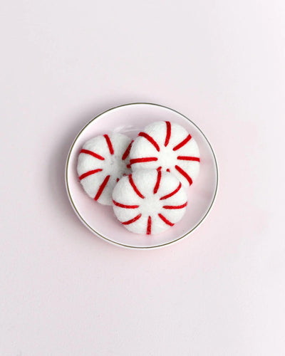 Pre-Order Felt Peppermint Candy Lollies (Red and White), Set of 3