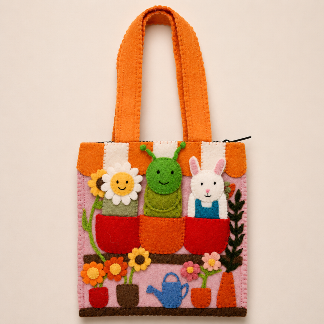 Felt garden finger puppet set for storytelling and small-world play