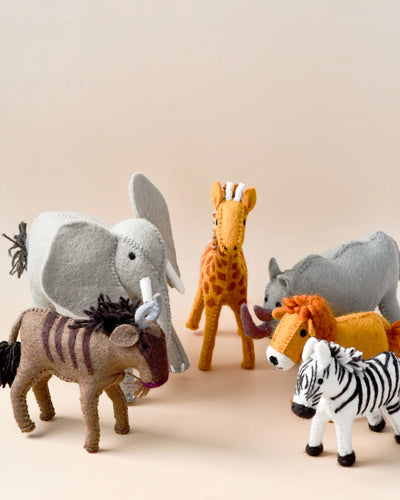 Felt Safari Animal Toys, Set of 6