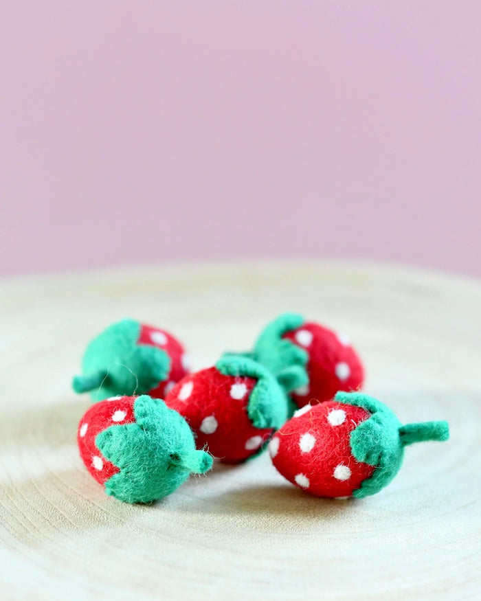 Felt Strawberries, Set of 5