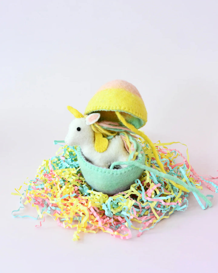 Felt Surprise Egg with Rainbow Unicorn Inside