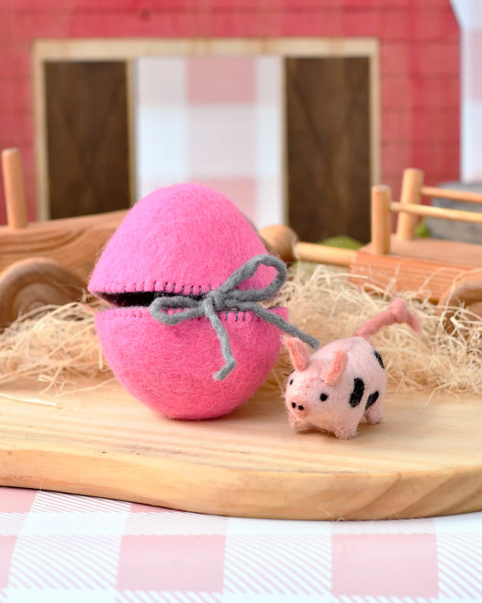 Sale Felt Surprise Egg with Spotted Piglet Inside