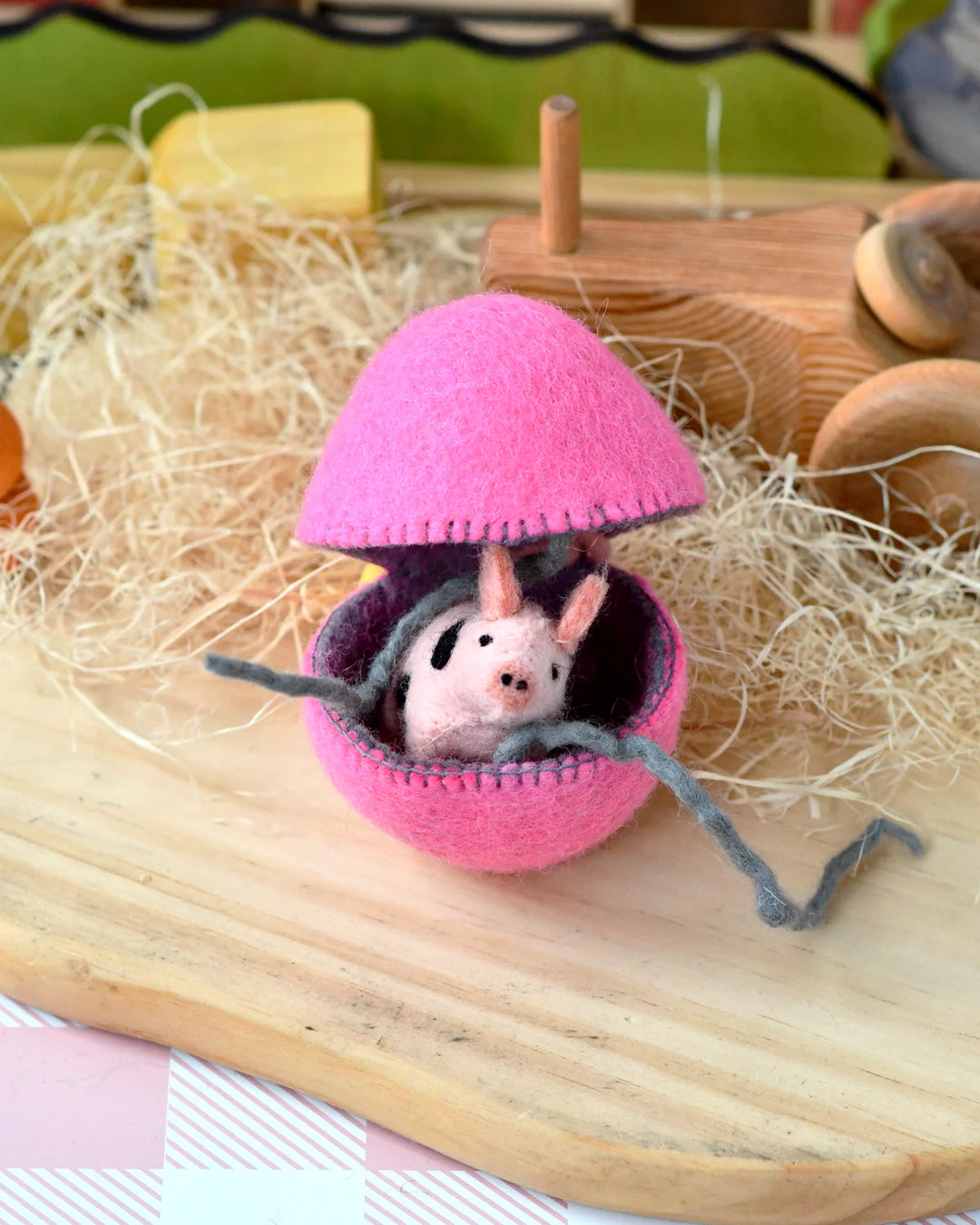 Sale Felt Surprise Egg with Spotted Piglet Inside
