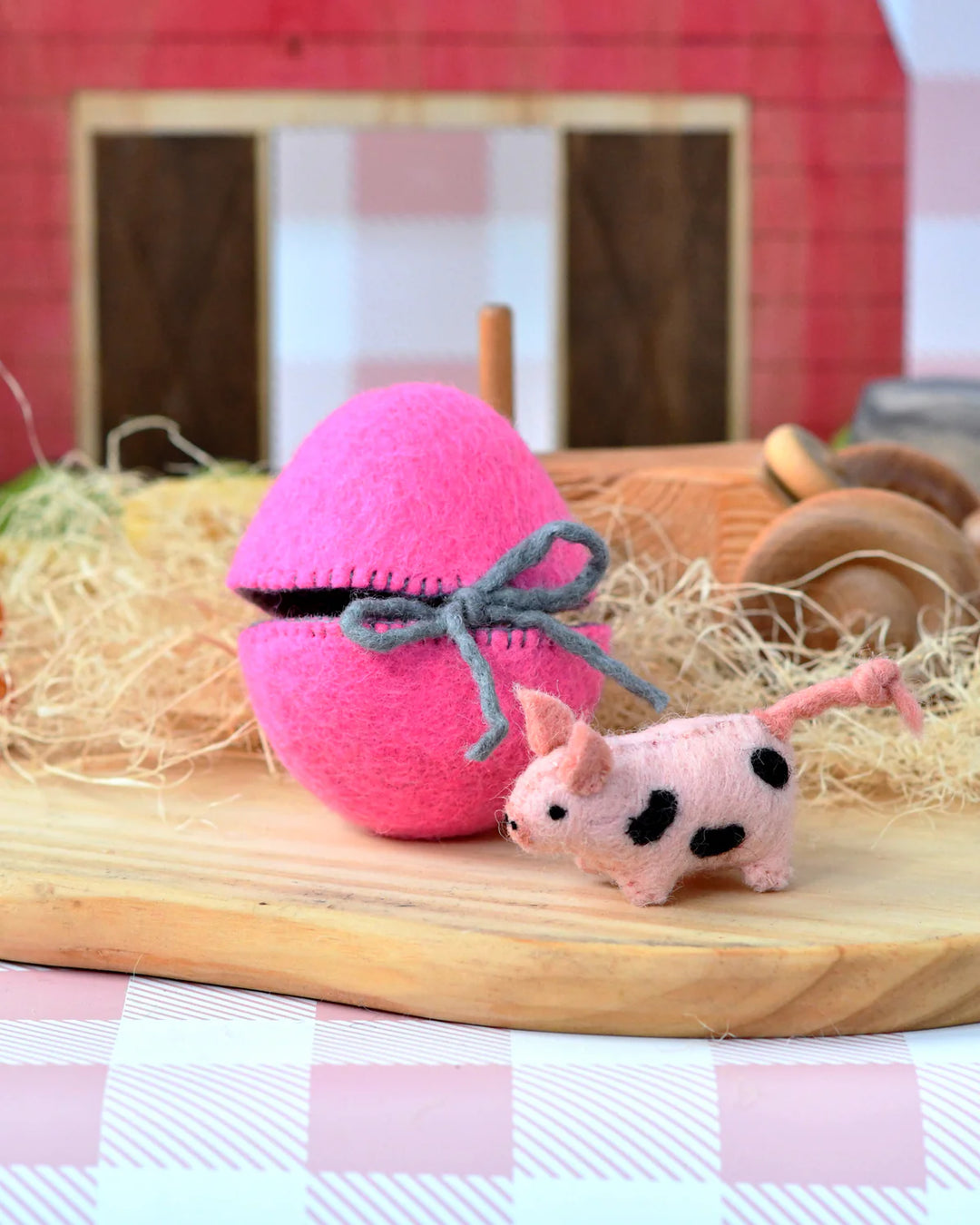 Sale Felt Surprise Egg with Spotted Piglet Inside