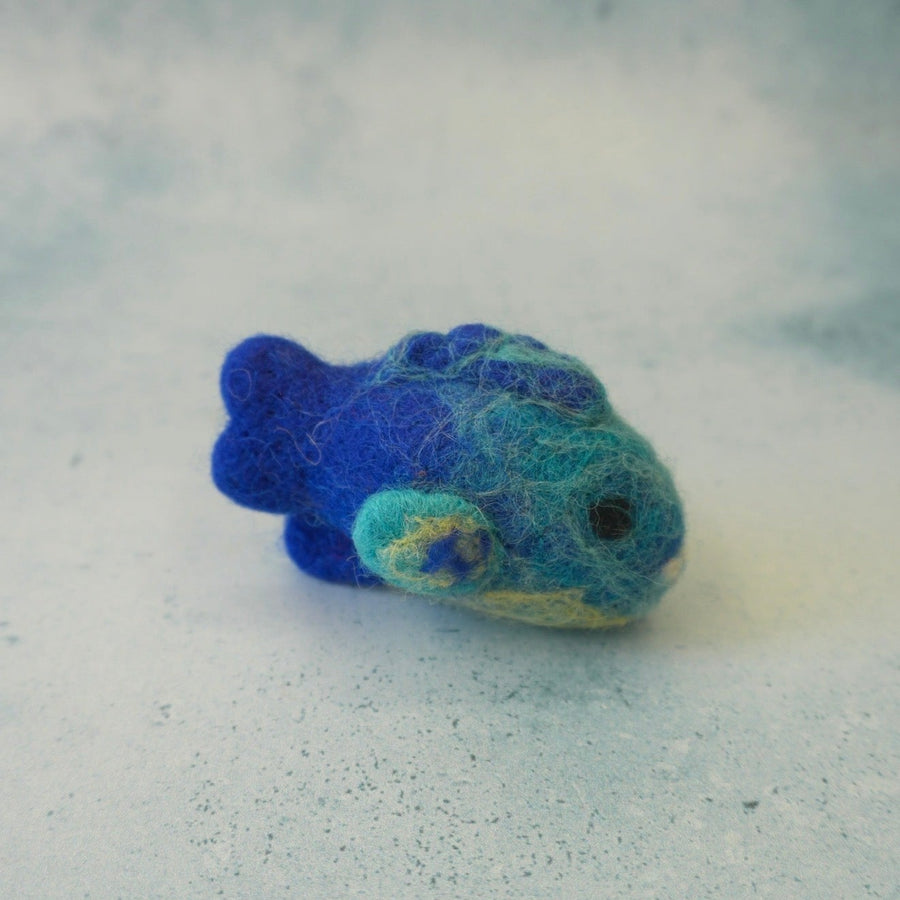 Felt Blue Parrot Fish, hand-felted from New Zealand wool felt.