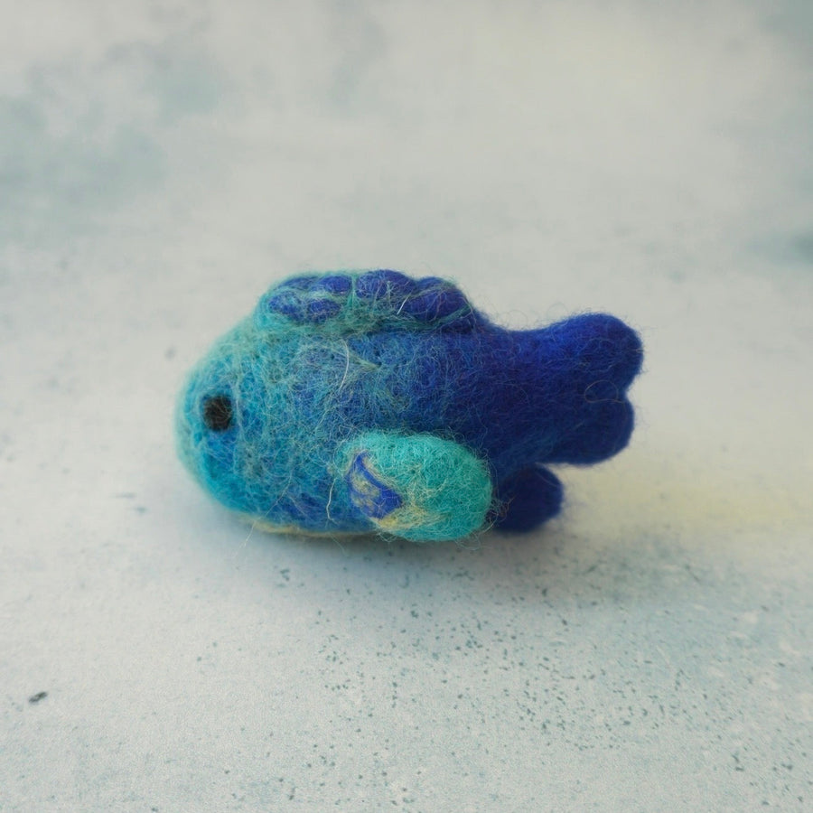 Felt Blue Parrot Fish, made for open-ended, small-world play.