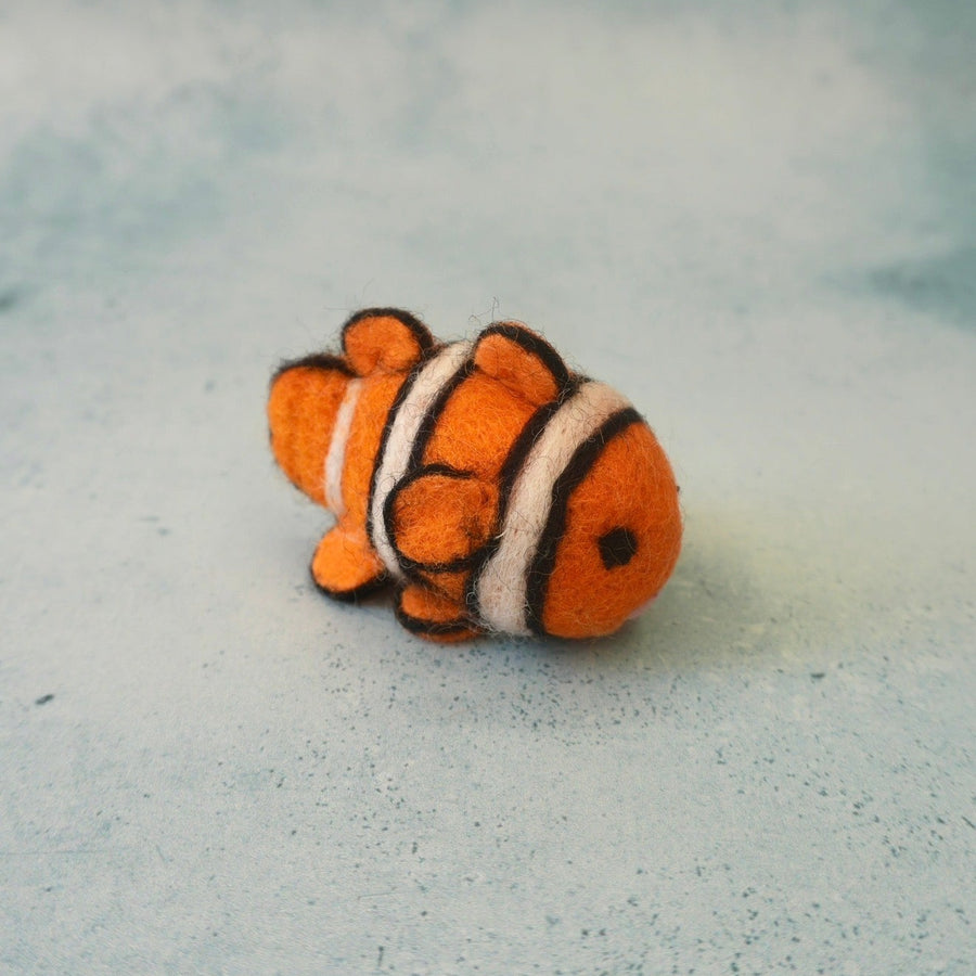 Felt Clown Fish, hand-felted from New Zealand wool felt.