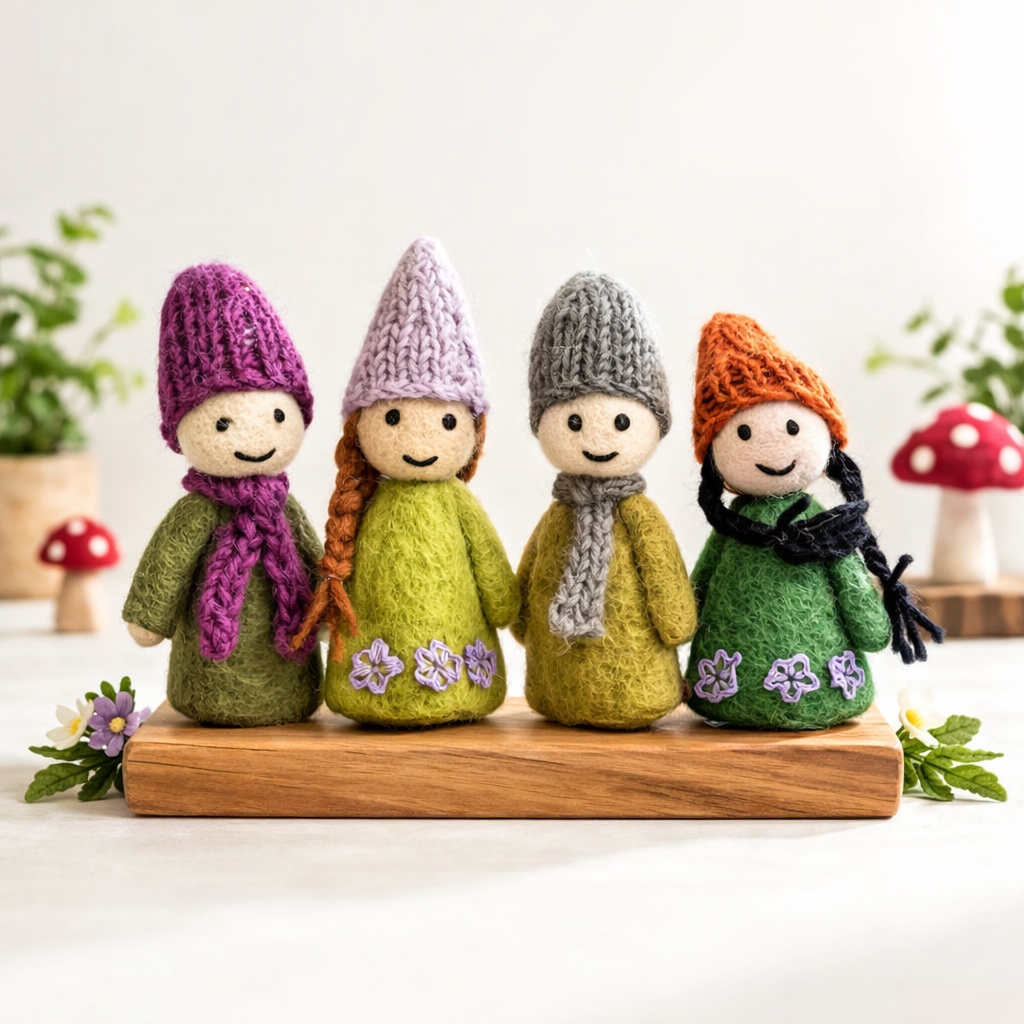 Papoose Felt Forest Friends Finger Puppets, Set of 4