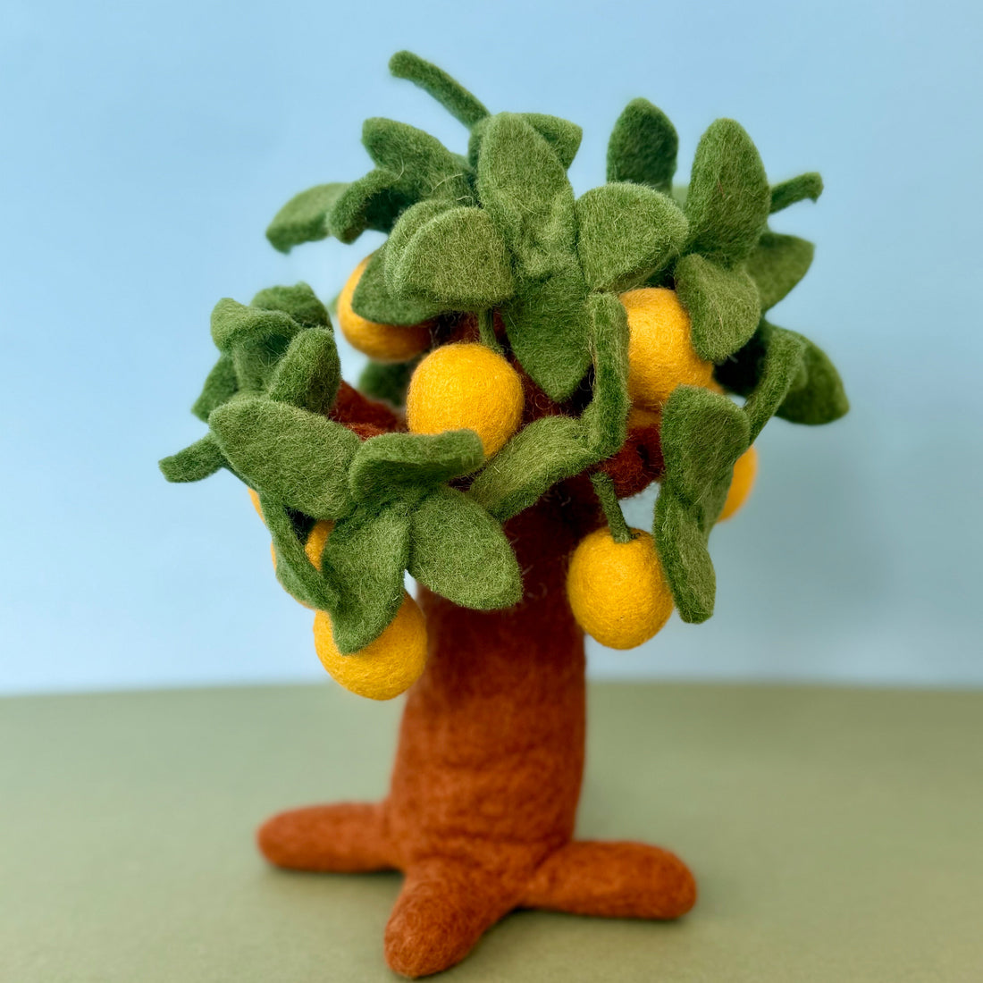 Felt Lemon Tree, Little Brood hand-felted wool felt tree, a lemon tree for small-world landscapes.