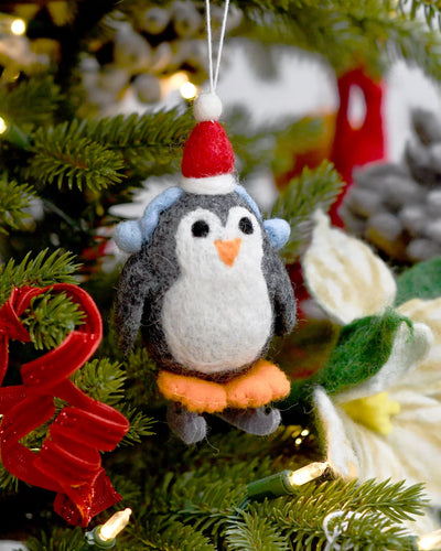 Pre-Order Felt Penguin with Ice Skates Ornament (Ships in November)