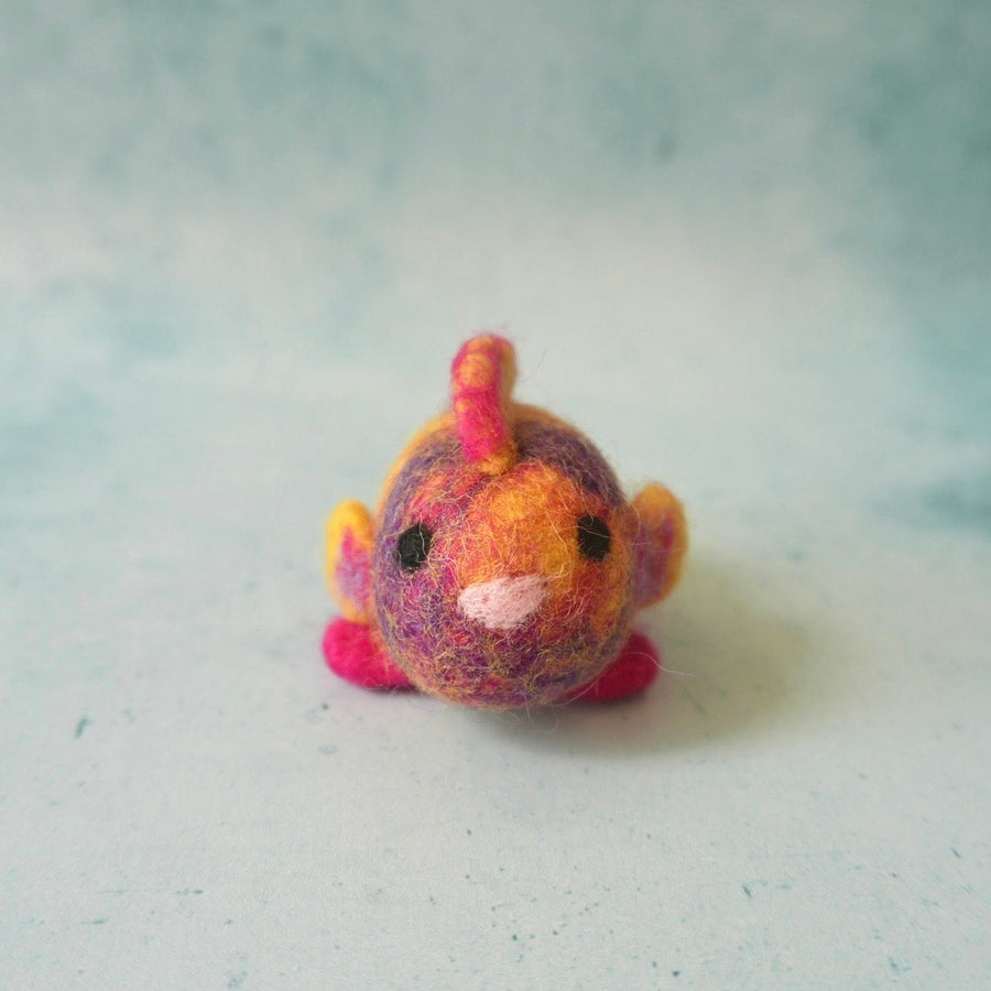 Felt Pink Parrot Fish, hand-felted from New Zealand wool felt.