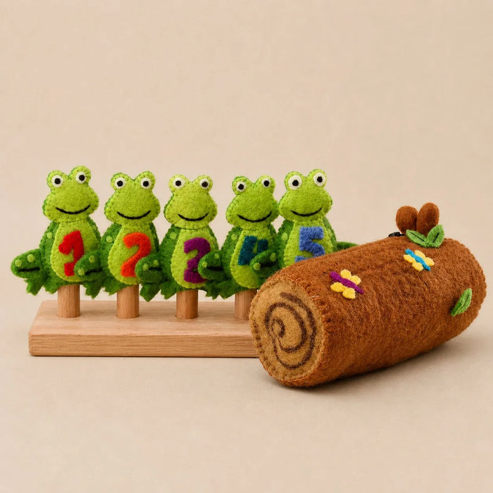 Five Little Speckled Frogs Puppet Set with Stand