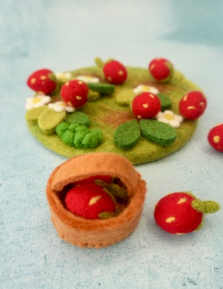 Felt Strawberry Mini Play Mat, made for open-ended, small-world play.