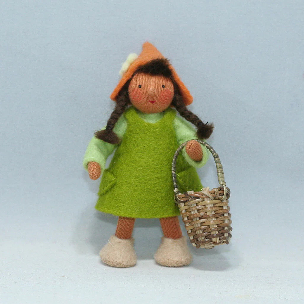 Garden Gnome Girl with Basket | Dark Skin Tone