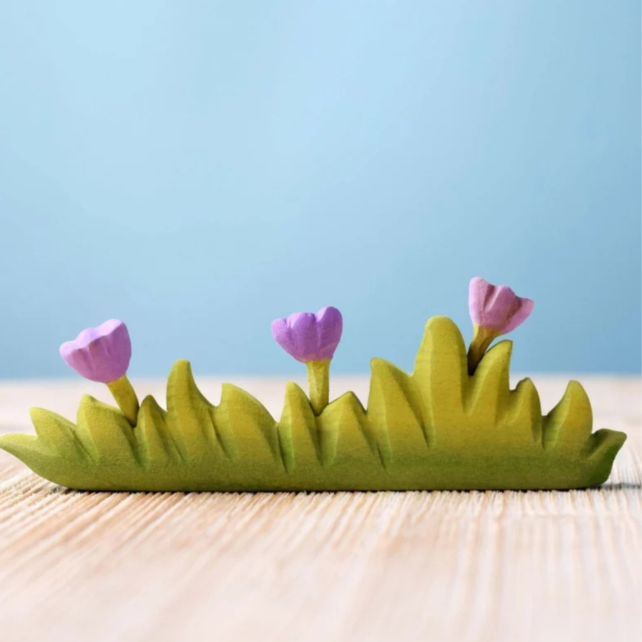 Bumbu Large Wooden Grass with Lilac Flowers
