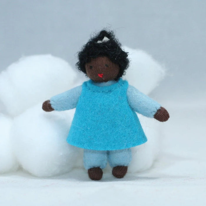 Sale Holiday Helper, Blue Dress, Dark Skin Tone