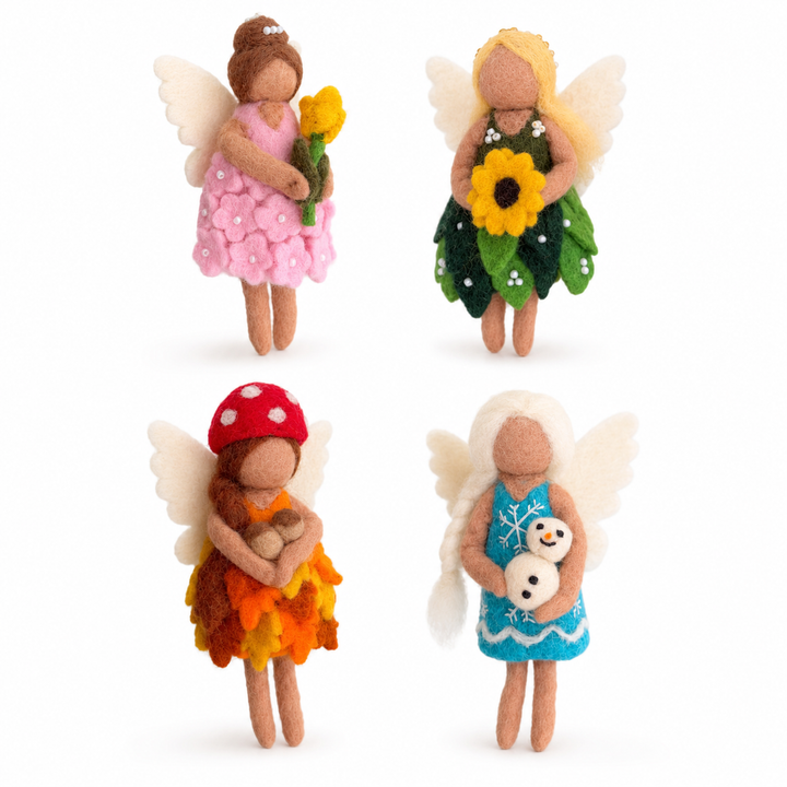 Four Seasons Fairy Felt Ornament Set – Spring, Summer, Fall &amp; Winter Angels