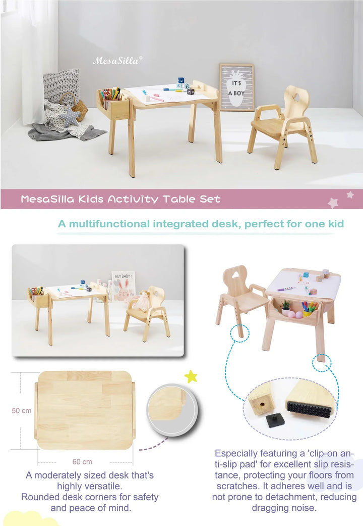 Mesasilla Kids Activities Table Set with Bear, star ,Elephant, Car,and Rabbit - Includes Chair
