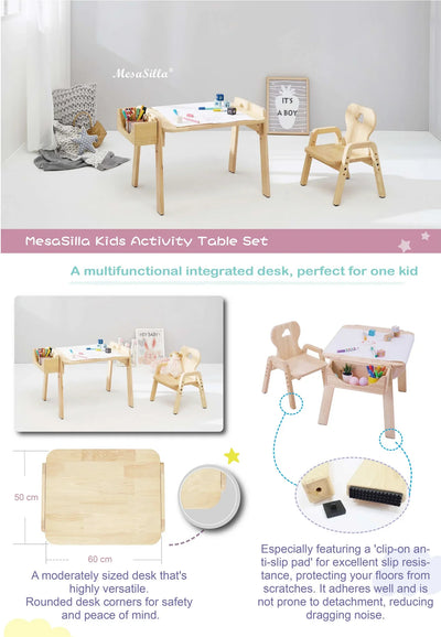 Mesasilla Kids Activities Table Set with Bear, star ,Elephant, Car,and Rabbit - Includes Chair