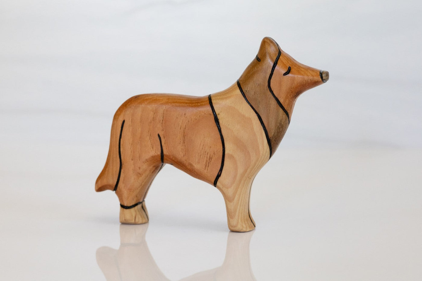 Wooden Rough Collie Toy Dog