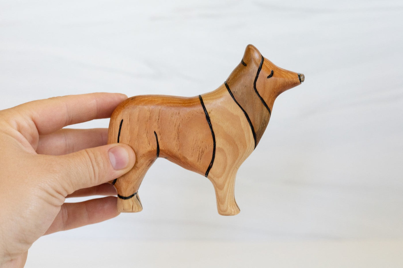 Wooden Rough Collie Toy Dog