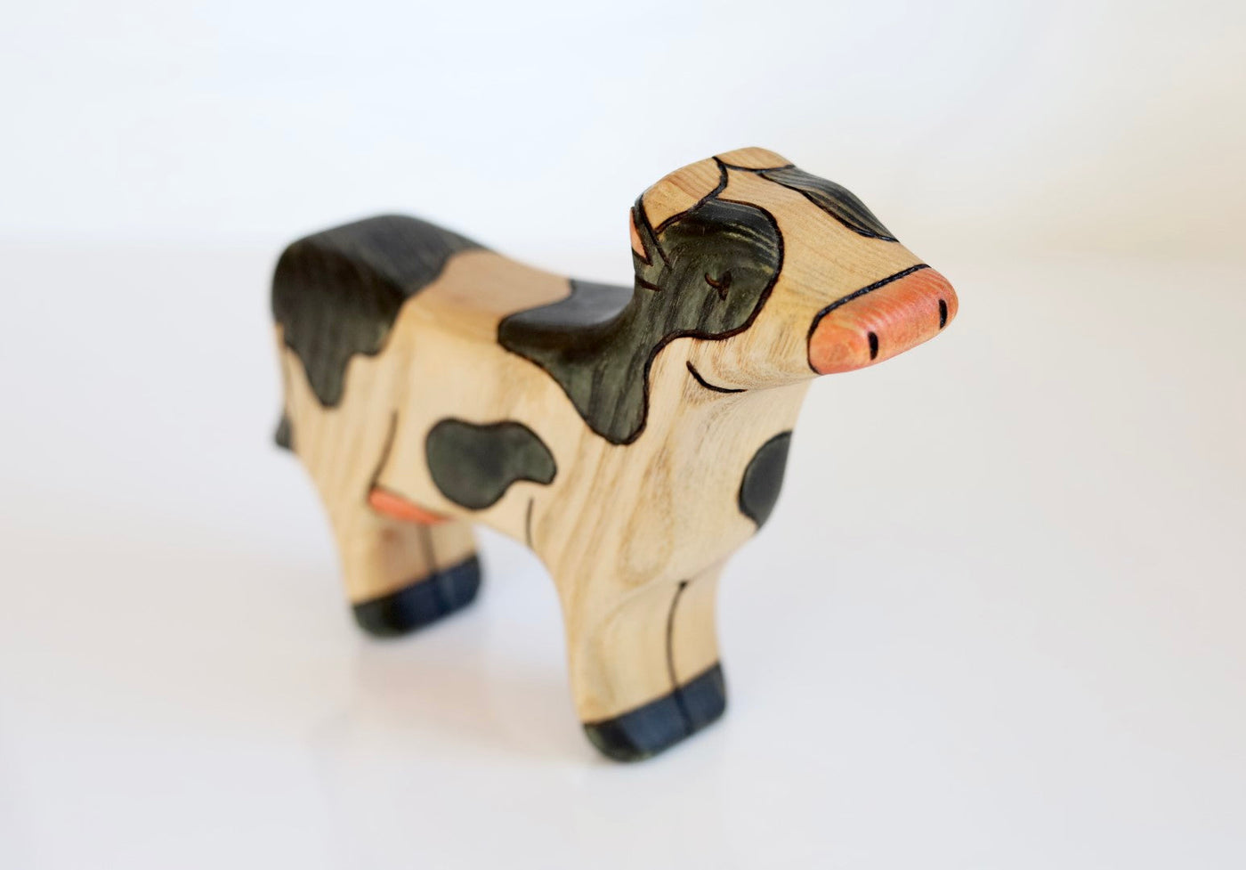 Wooden Black & White Dairy Cow Toy