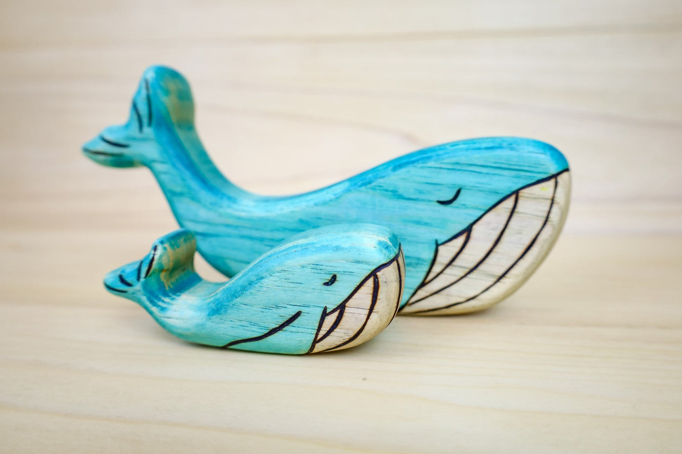 Wooden Blue Whale Toy- Mom Or Baby Whale