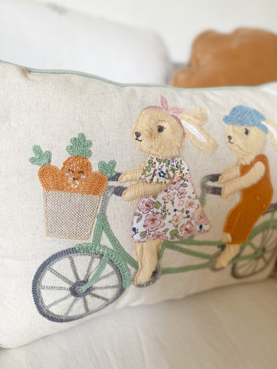 Bunny Bike Ride Pillow