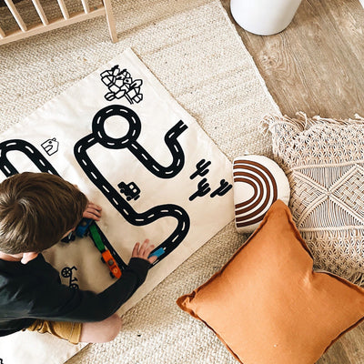 Canvas Floor Mat | Handmade Play Mat for Kids | Roll-Up Toy Mat