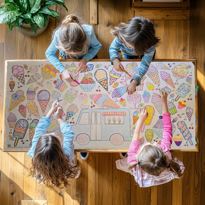 Ice Cream Coloring Tablecloth