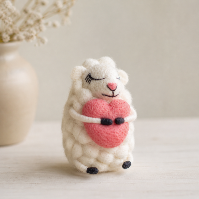 Loving Lottie Felt Sheep Holding a Heart