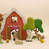 Second view of the wooden barn with the sliding doors open · view 2