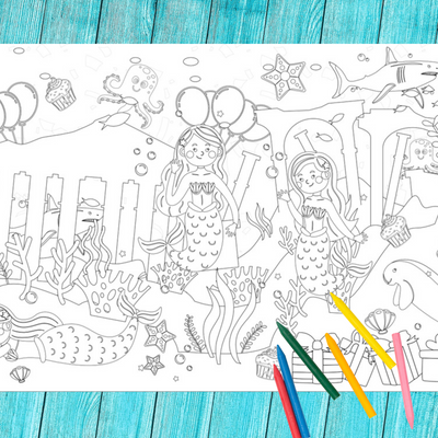 Mermaid Coloring Tablecloth