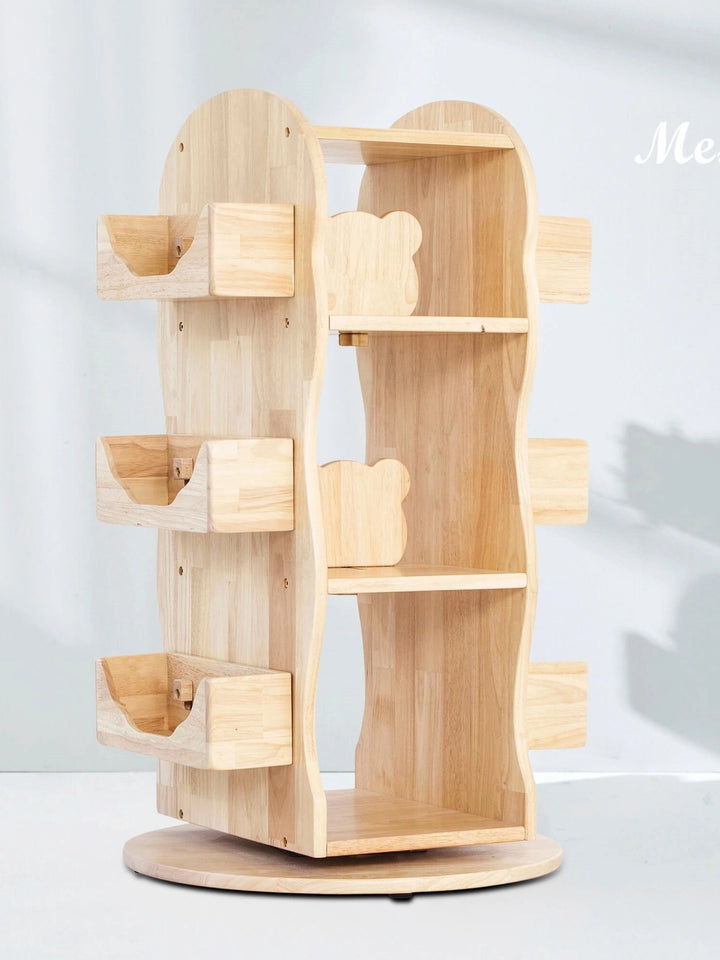 Mesasilla Solid Wood Rotating Bookshelf for Kids - 360 Degree Home Library