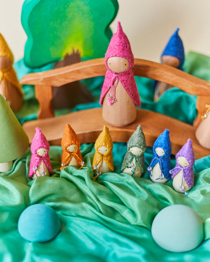 Mini Orange Wooden Gnome