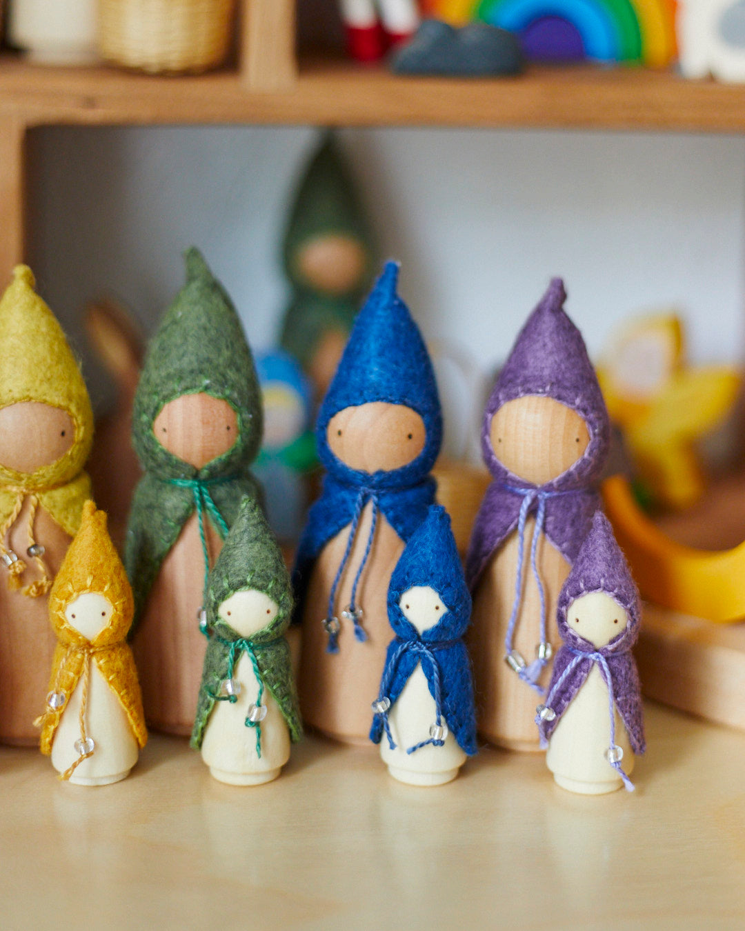 Mini Blue Wooden Gnome