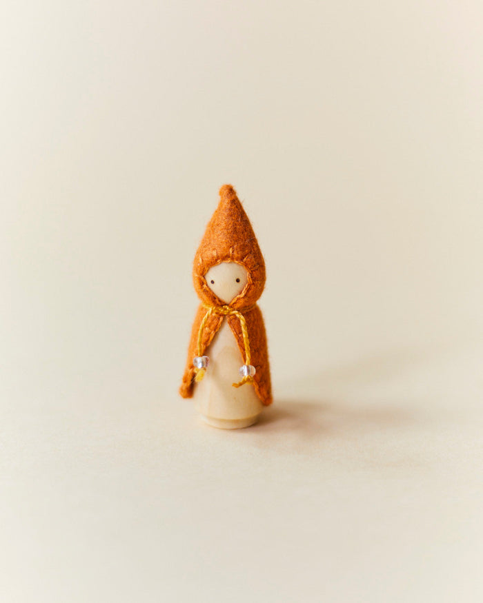 Mini Orange Wooden Gnome