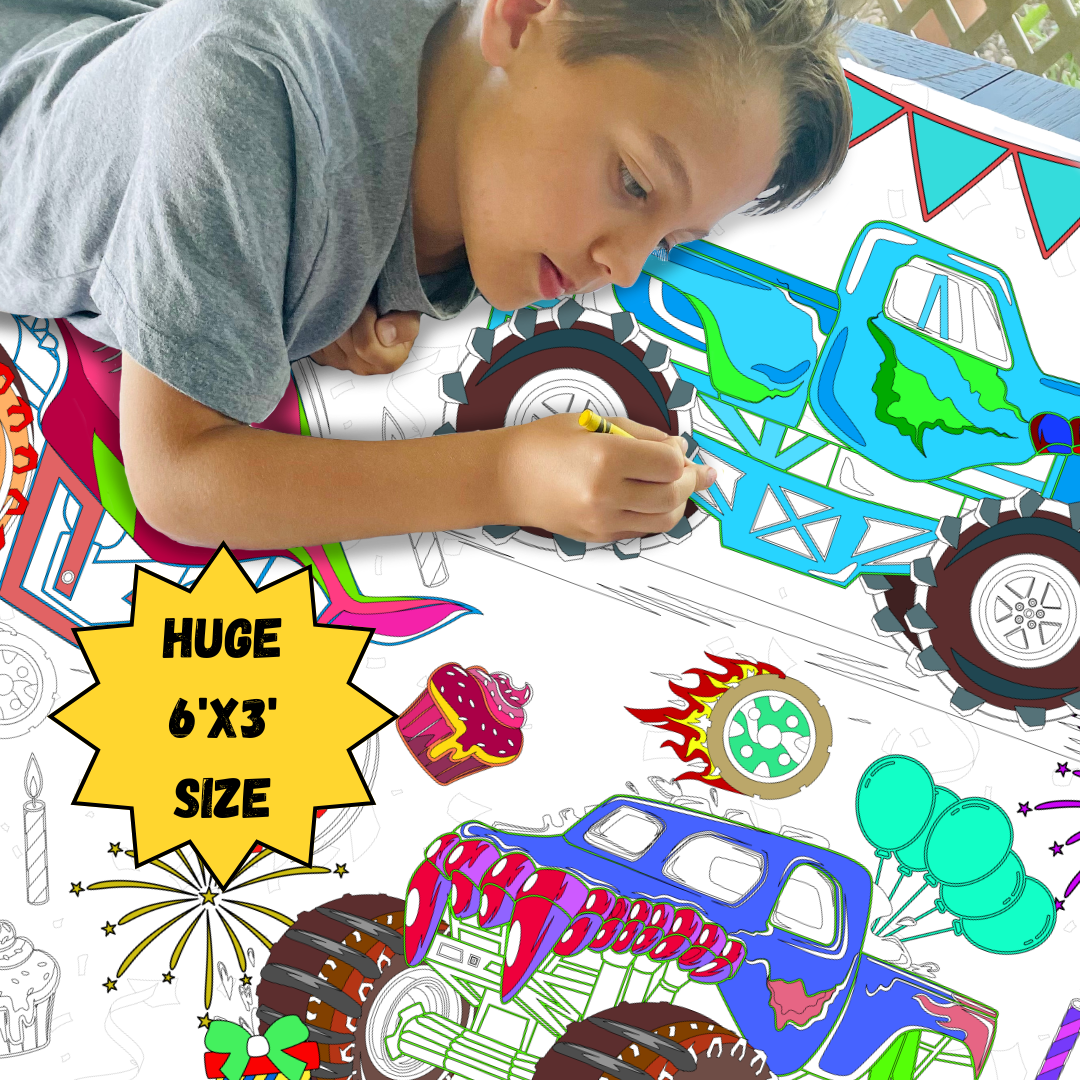 Monster Truck Coloring Tablecloth